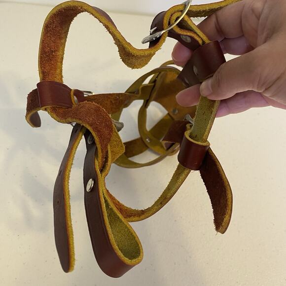 Vintage Leather Muzzle Medium Build Adjustable Made Of Thick Brown Leather - Picture 6 of 6